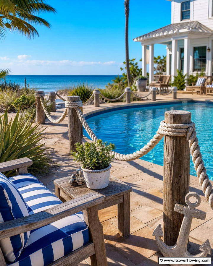 Rope Railings for a Nautical Theme - 20 Pool Deck Railing Ideas for Safety and Style