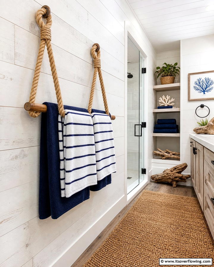 Rope Towel Rack - 25 Creative Bathroom Towel Rack Ideas for Your Space