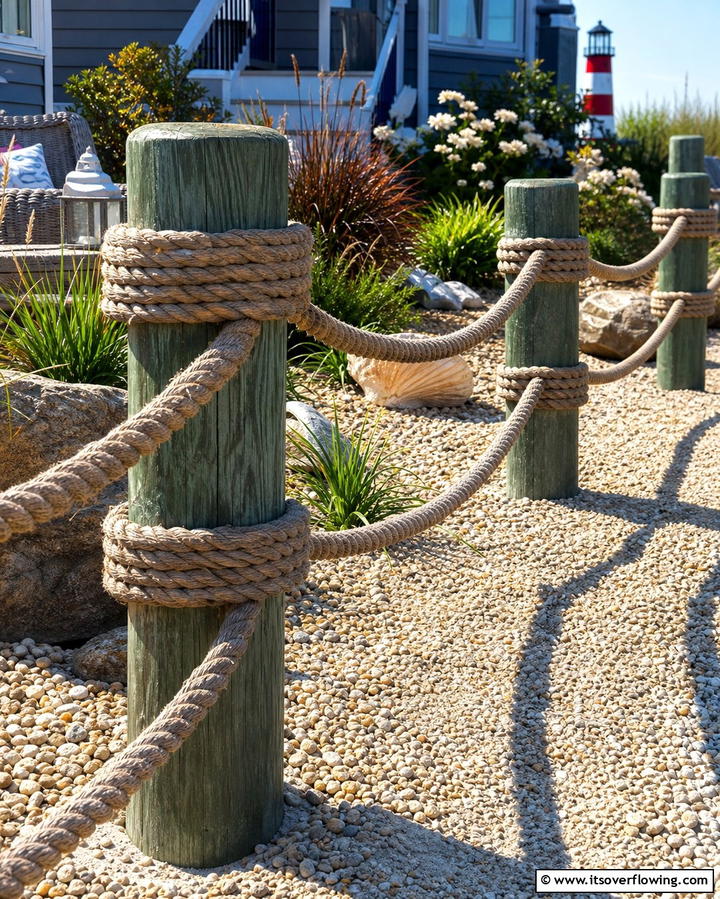 Rope and Post Fence - 25 Small Garden Fence Ideas for Your Outdoor Space