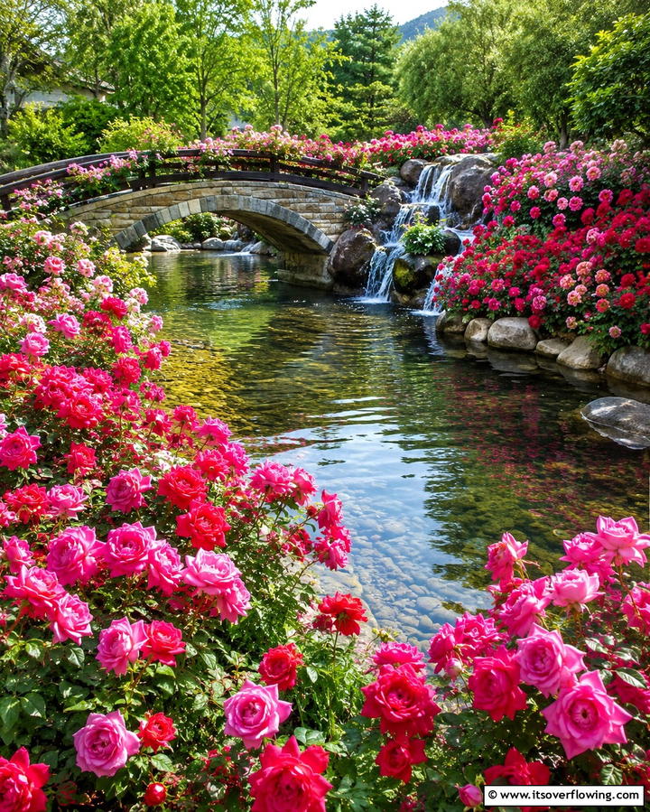 Rose Centered Water Features - 25 Rose Garden Ideas to Create a Blooming Paradise