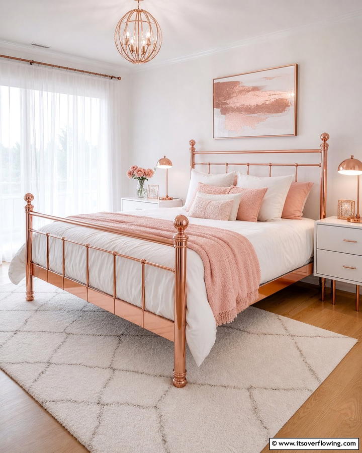 Rose Gold Bed Frame - 20 Rose Gold Bedroom Ideas for a Luxurious Retreat
