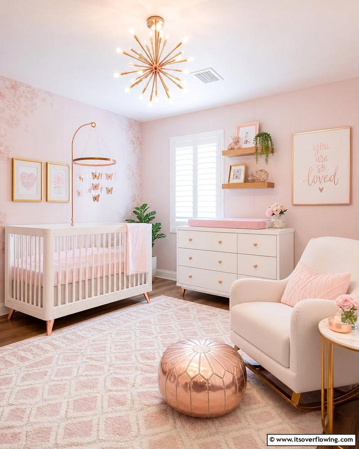 Rose Gold Details - 20 Adorable Pink Nursery Ideas for Your Baby’s Room