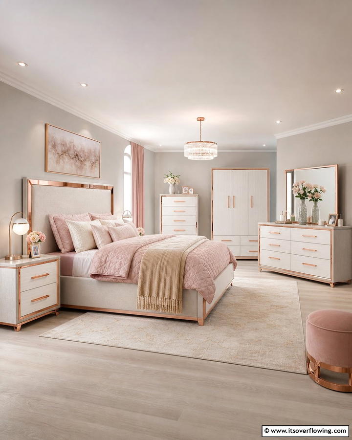 Rose Gold Drawer Pulls and Handles - 20 Rose Gold Bedroom Ideas for a Luxurious Retreat