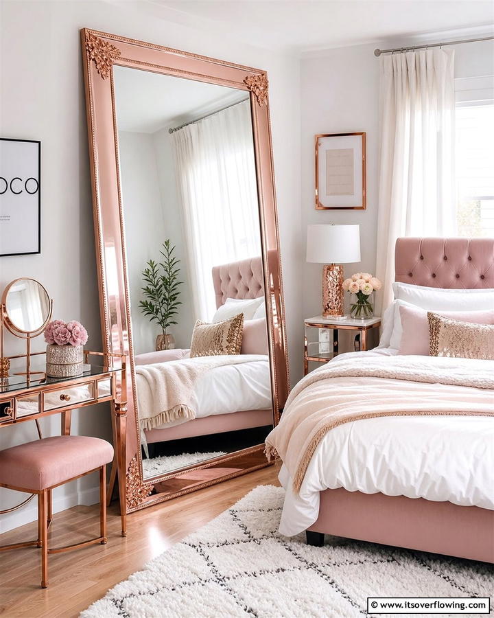 Rose Gold Mirrors - 20 Rose Gold Bedroom Ideas for a Luxurious Retreat