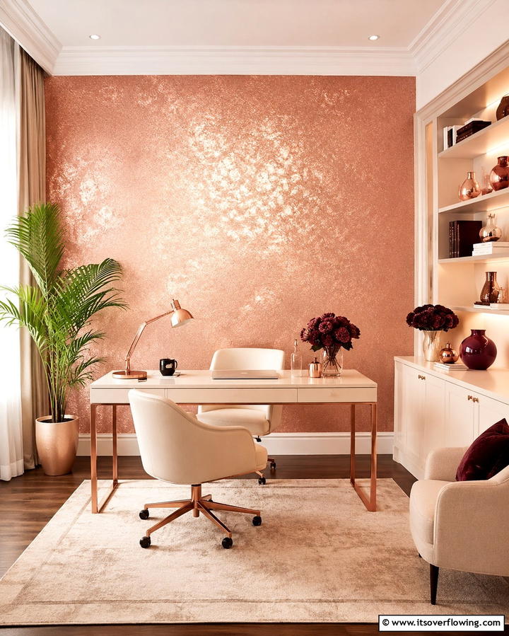 Rose Gold Radiance - 30 Home Office Paint Colors- Boost Productivity & Style