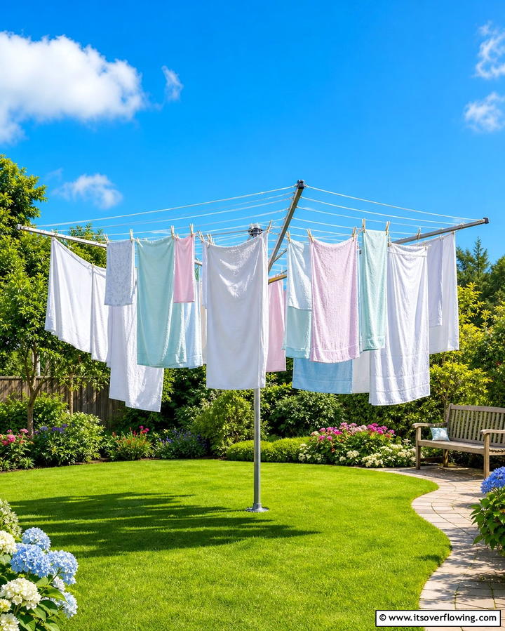 Rotary Clothesline for Maximum Capacity - 25 Outdoor Clothesline Ideas for Efficient Drying