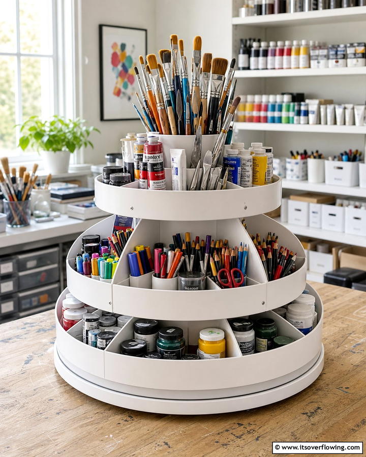 Rotating Art Supply Carousel - 25 Art Room Ideas for Creative Inspiration