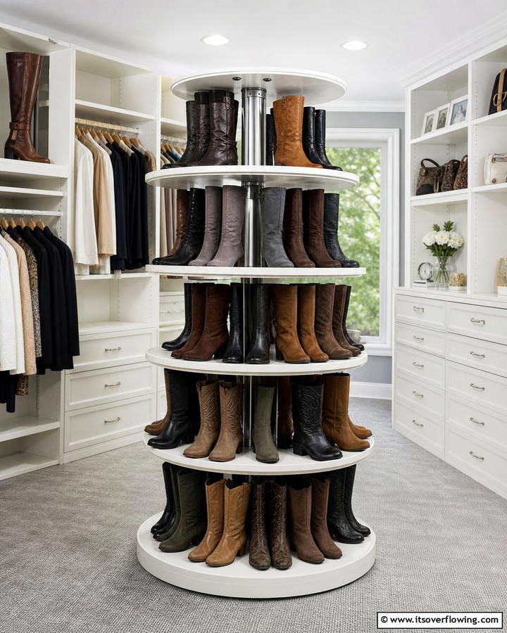 Rotating Boot Carousel for Maximum Efficiency - 25 Creative Boot Storage Ideas for Organized Homes