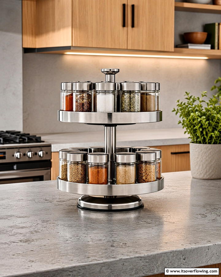 Rotating Carousel Spice Rack - 25 Spice Rack Ideas to Organize Your Kitchen