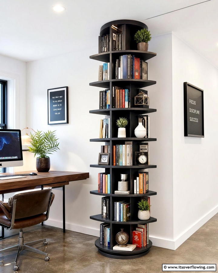 Rotating Corner Bookshelves - 20 Space-Saving Corner Bookshelf Ideas for Your Home