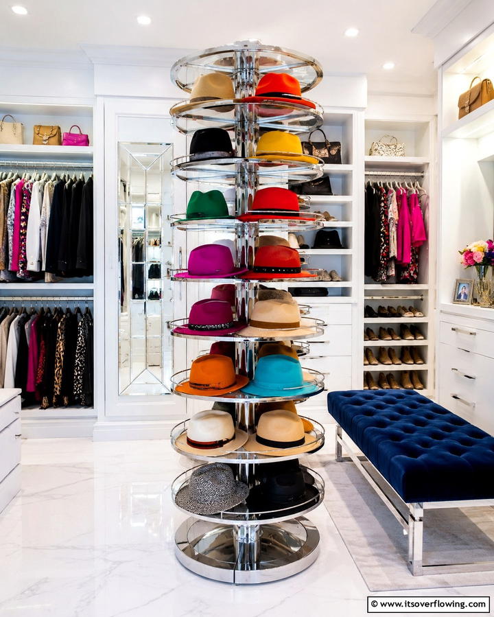 Rotating Hat Carousel - 30 Smart Hat Storage Ideas to Declutter Your Home