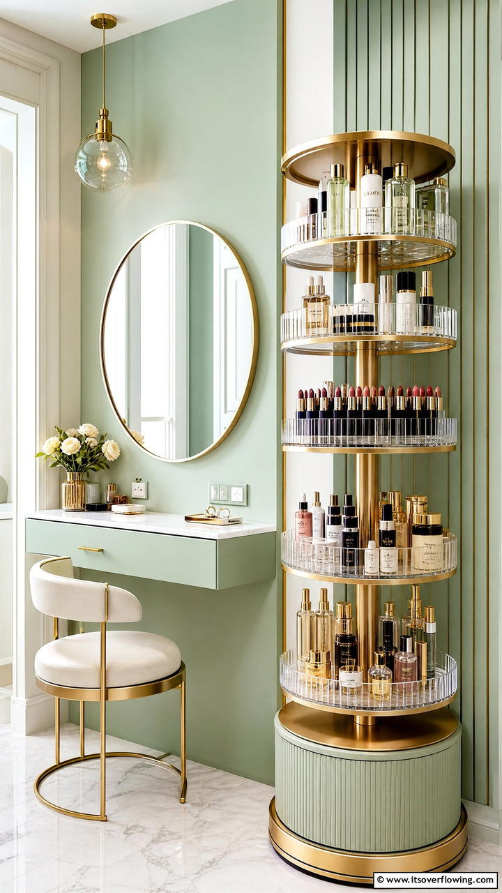 Rotating Makeup Carousel - 25 Stunning Makeup Room Ideas for Every Style