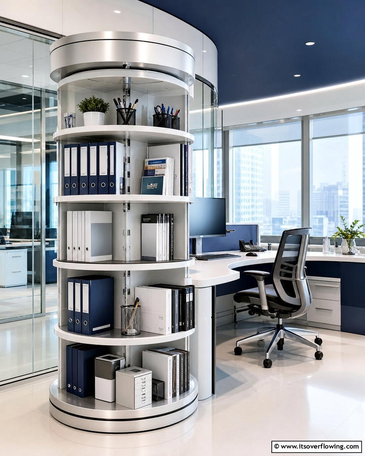 Rotating Shelves for Easy Access - 25 Office Shelving Ideas to Maximize Storage and Style