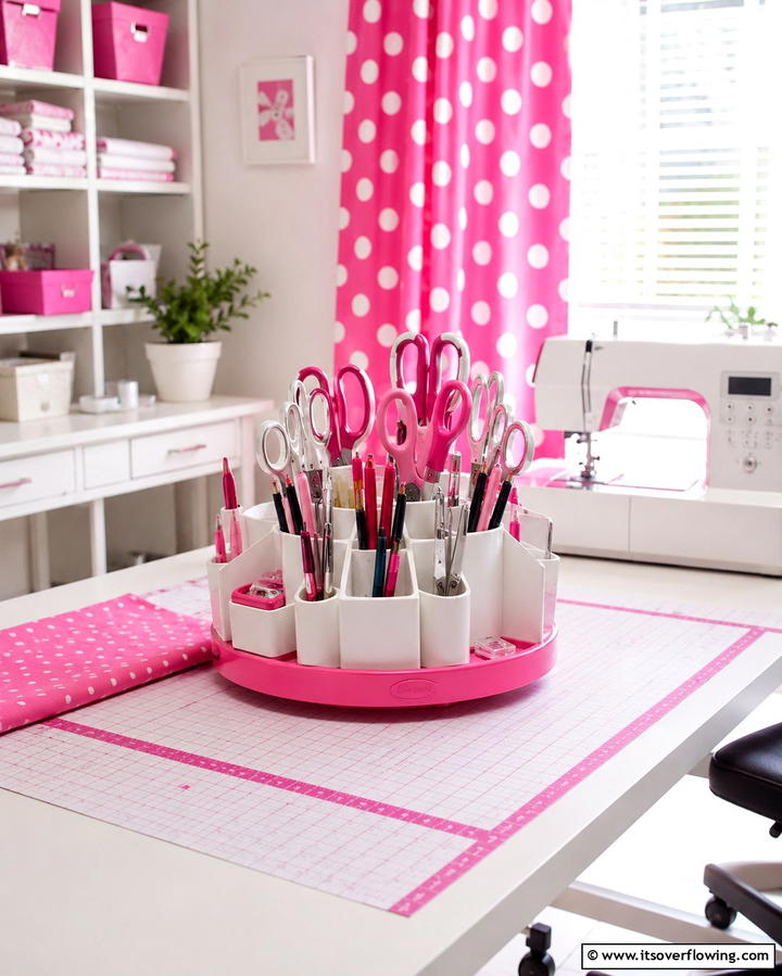 Rotating Tool Caddy - 25 Sewing Room Ideas for Crafters and Hobbyists