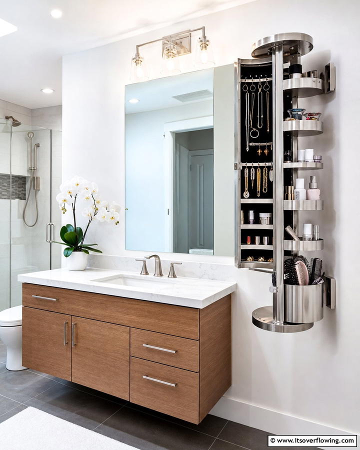 Rotating Wall Organizers - 20 Bathroom Wall Storage Ideas for Organization