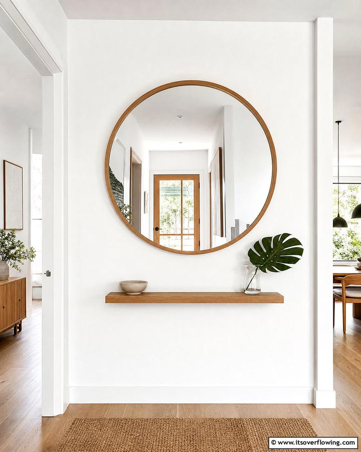 Round Minimalist Mirror - 25 Hallway Mirror Ideas for Stylish and Functional Spaces