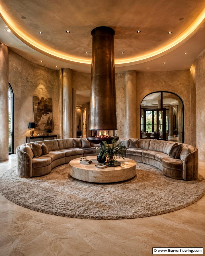 Round Seating Around the Fireplace - 25 Fireplace Seating Ideas to Cozy Up Your Living Room