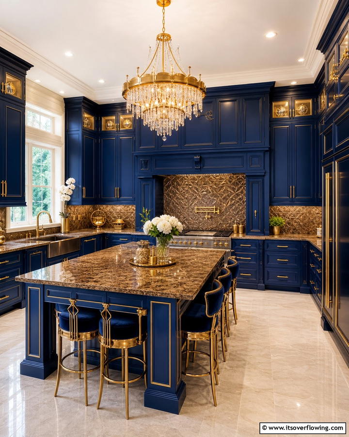 Royal Blue Cabinets with Bronze Brown Granite - 20 Blue Kitchen Cabinets With Brown Granite Countertops