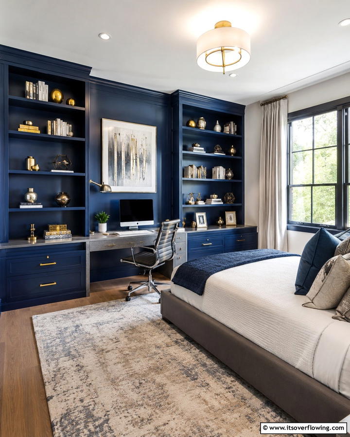 Royal Blue Shelving - 25 Royal Blue Bedroom Ideas for a Regal Retreat