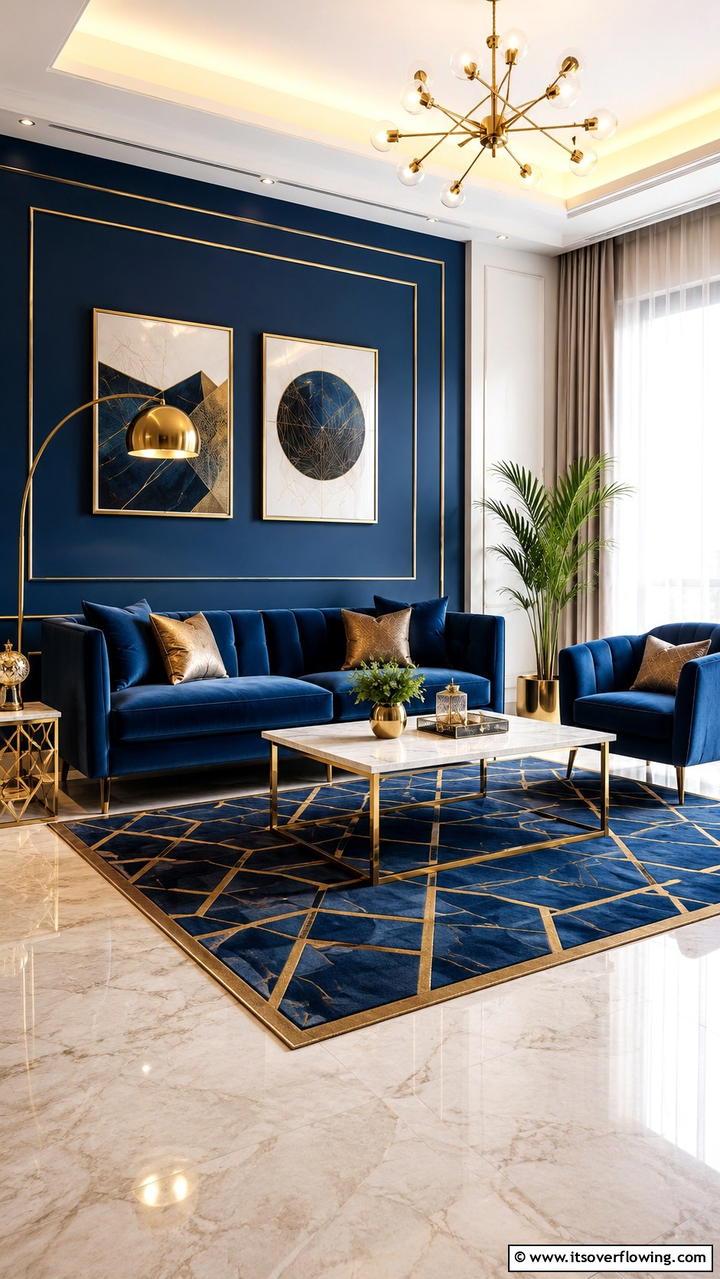 Royal Blue and Muted Gold - 21 Two Colour Combinations for a Vibrant Living Room