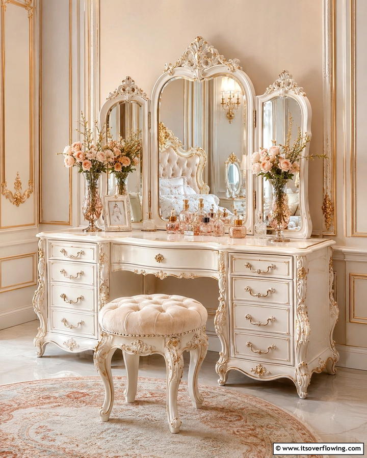 Royal Dressing Table - 25 Princess Room Ideas to Create a Dreamy Space