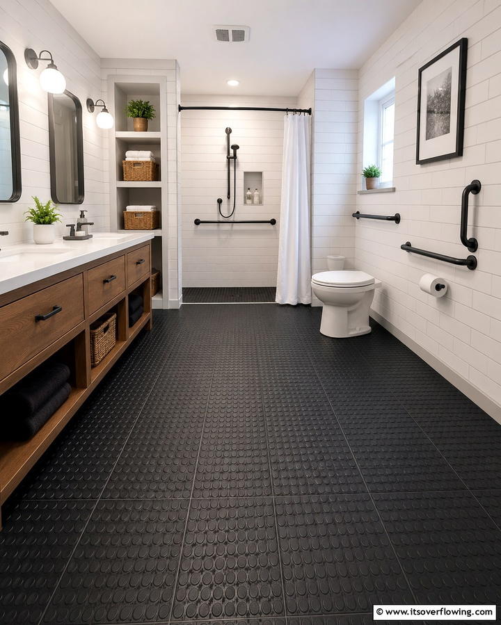 Rubber Flooring for Safety and Comfort - 25 Bathroom Flooring Ideas for Style and Durability