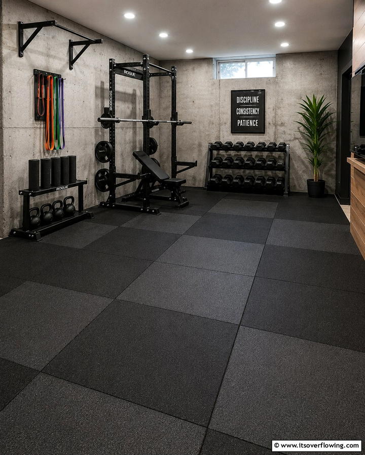 Rubber Flooring for Safety - 25 Basement Gym Ideas for Your Home Workout Space