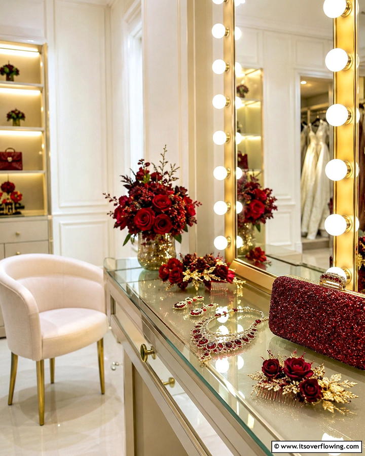 Ruby Red Bridal Accessories - 30 Red Wedding Theme Ideas for Bold and Romantic Celebrations