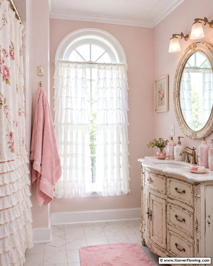 Ruffled Curtains for a Feminine Appeal - 25 Bathroom Curtain Ideas for Privacy and Style