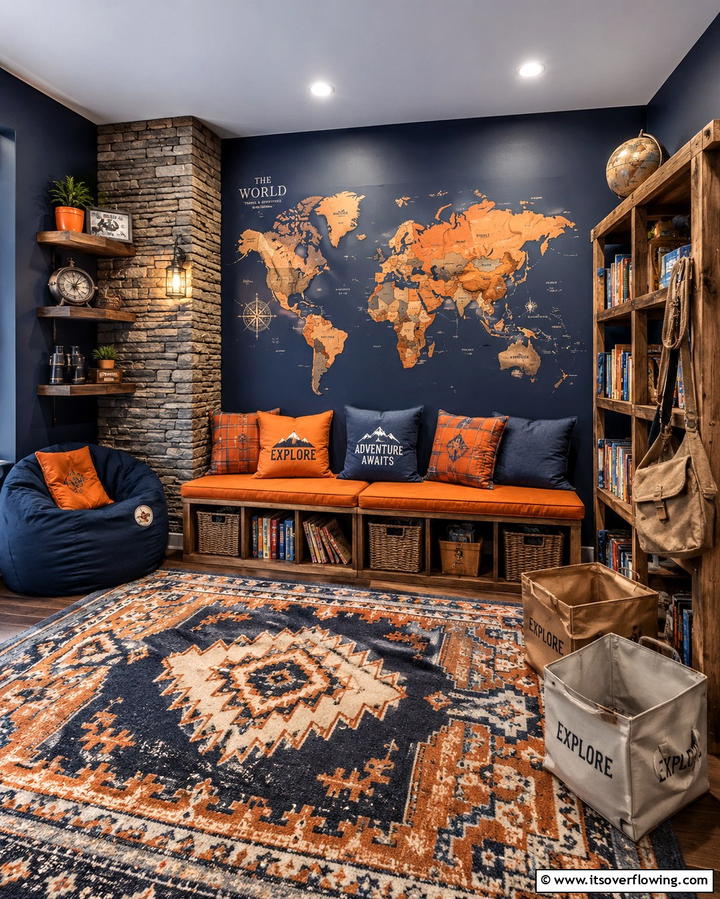 Rugged Adventure Nook - 30 Kids Reading Nook Ideas- Cozy Spaces for Young Readers