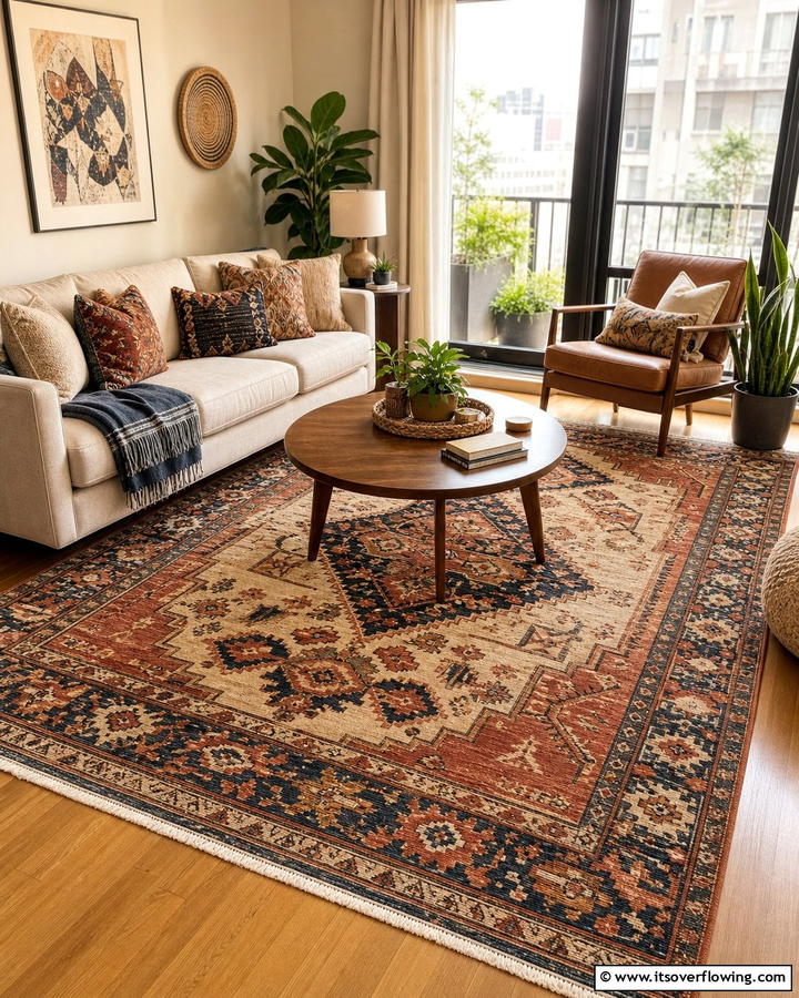Rugs to Define the Space - 25 Budget Apartment Living Room Ideas for Small Spaces