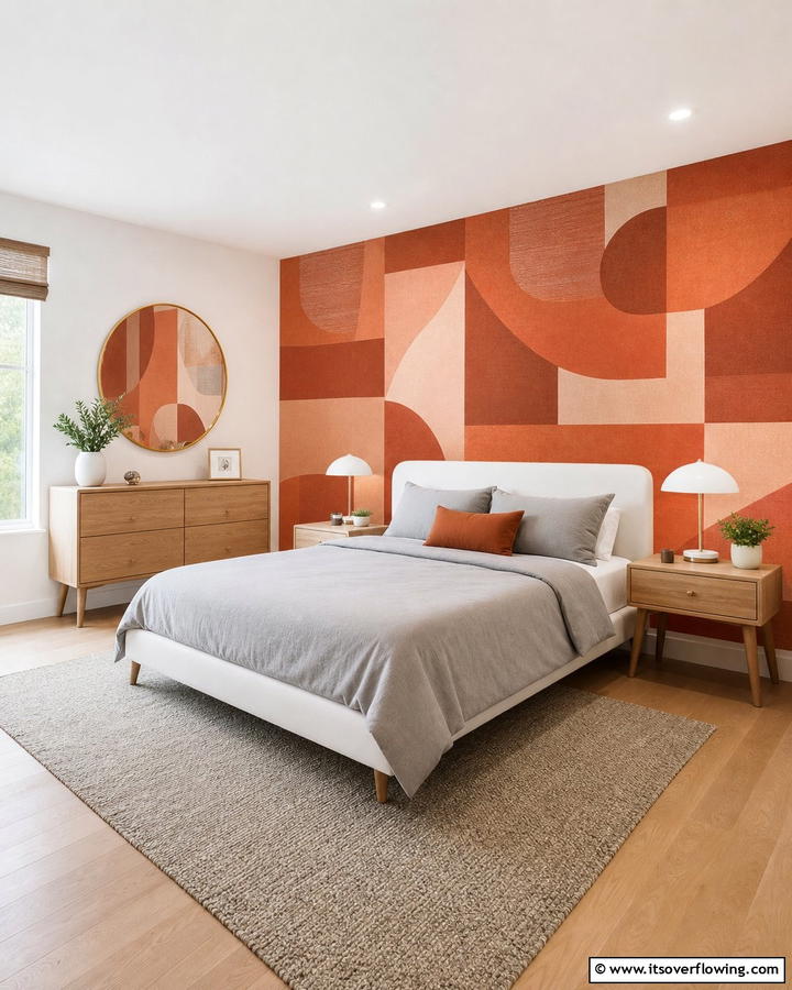 Rust Geometric Wallpaper - 20 Rust Bedroom Ideas for a Cozy and Inviting Space