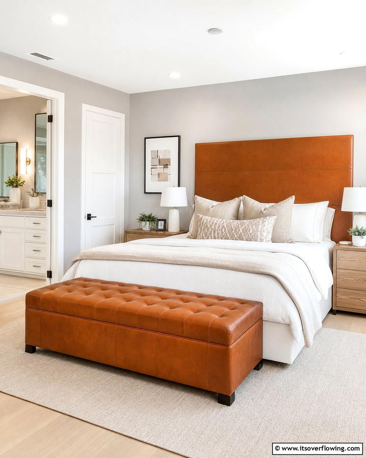 Rust Leather Accents - 20 Rust Bedroom Ideas for a Cozy and Inviting Space