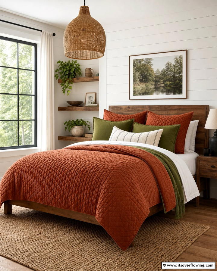 Rust Quilted Bedding - 20 Rust Bedroom Ideas for a Cozy and Inviting Space