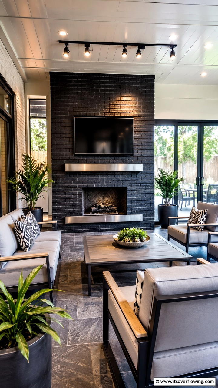 Rust Resistant Black Brick Fireplace - 30 Black Brick Fireplace Ideas for Dramatic Focal Points