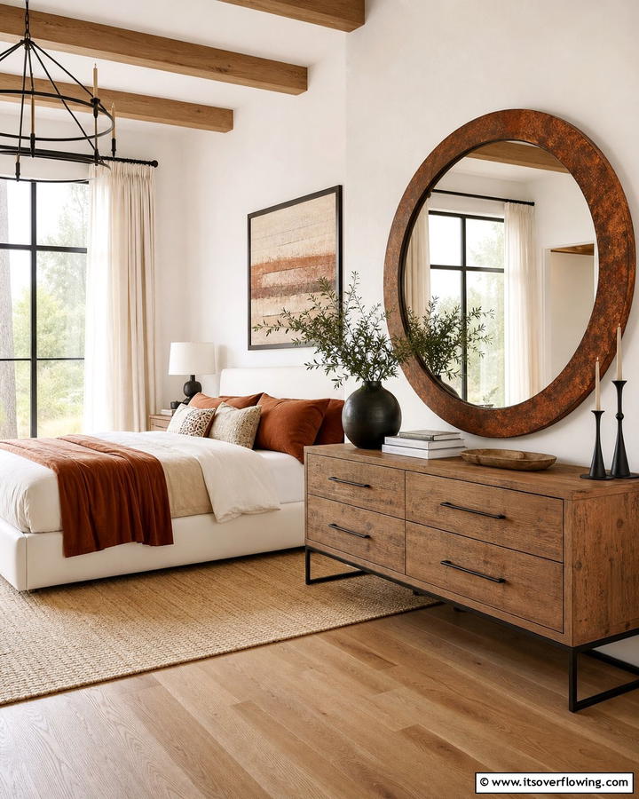 Rust Tinted Mirrors - 20 Rust Bedroom Ideas for a Cozy and Inviting Space