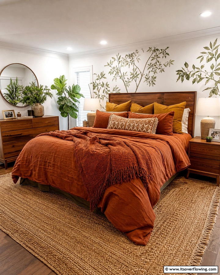 Rust Toned Bedding - 20 Rust Bedroom Ideas for a Cozy and Inviting Space