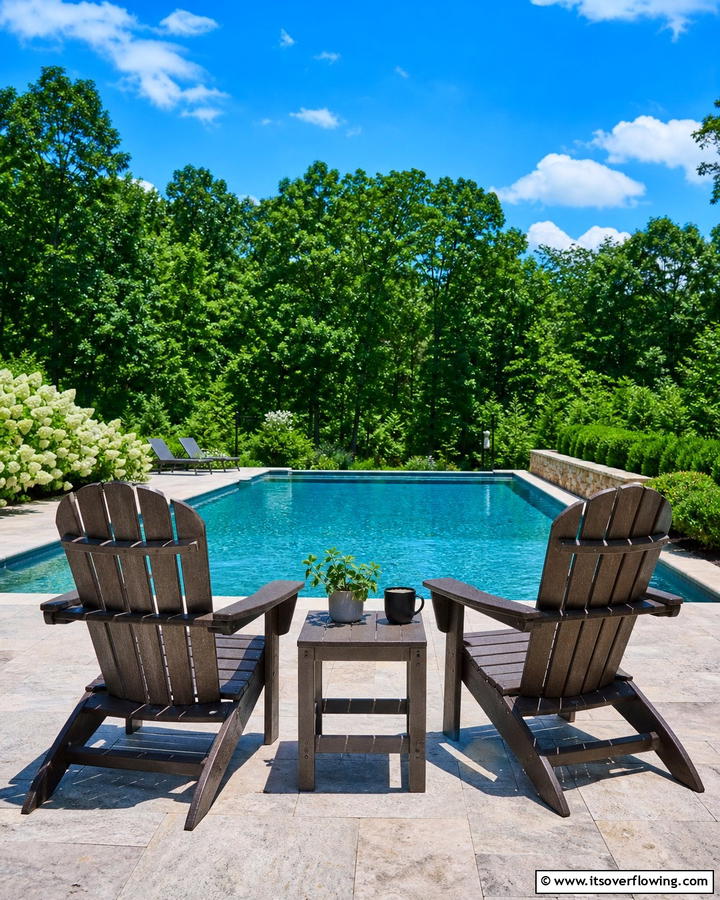 Rustic Adirondack Chairs - 25 Pool Furniture Ideas for a Relaxing Outdoor Oasis