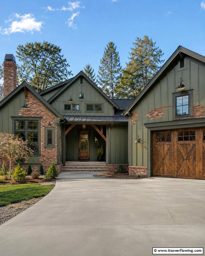 Rustic Army Green Charm - 30 Green Exterior Paint Colors for Curb Appeal