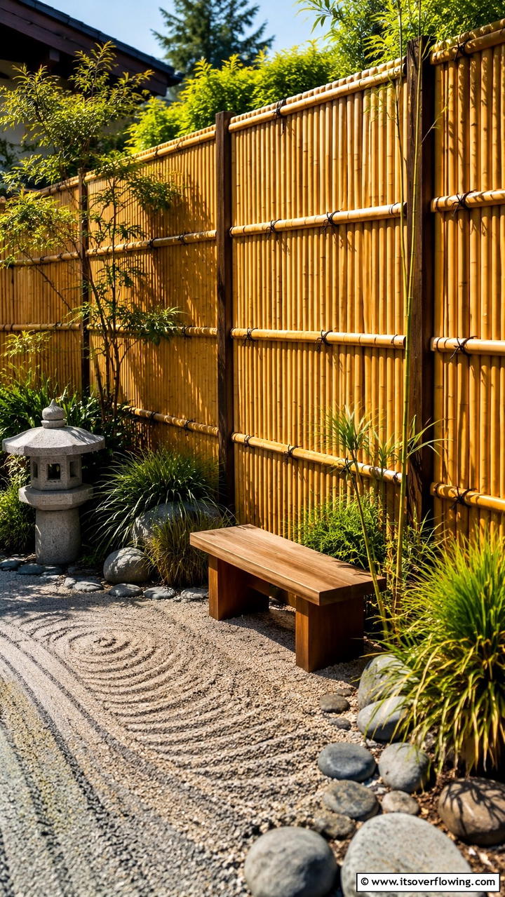 Rustic Bamboo Fence - 30 Garden Screening Ideas- Privacy Solutions & Stylish Designs