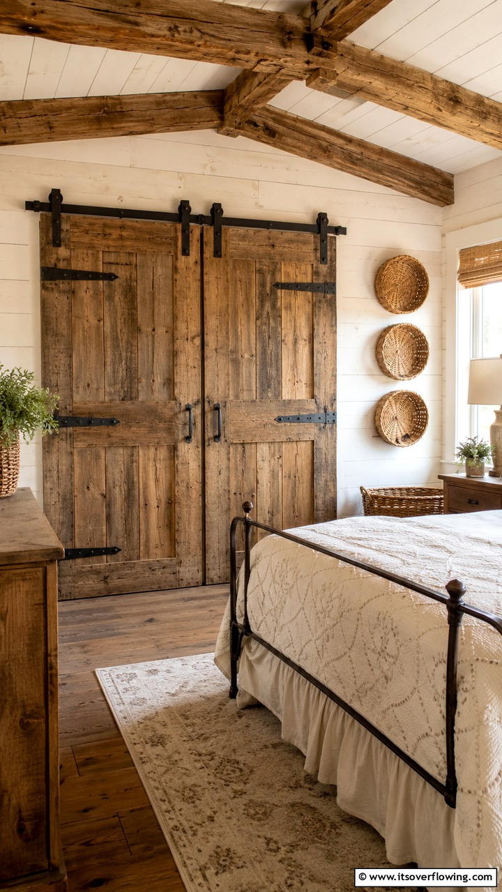 Rustic Barn Door with Iron Accents - 30 Closet Door Ideas to Enhance Style and Functionality