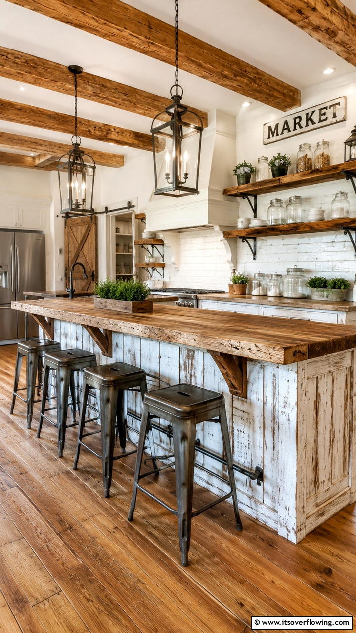 Rustic Barn Style Breakfast Bar - 30 Breakfast Bar Ideas for Functional Kitchen Spaces