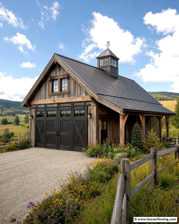 Rustic Barn Style Garage - 25 Detached Garage Ideas for Extra Storage and Style