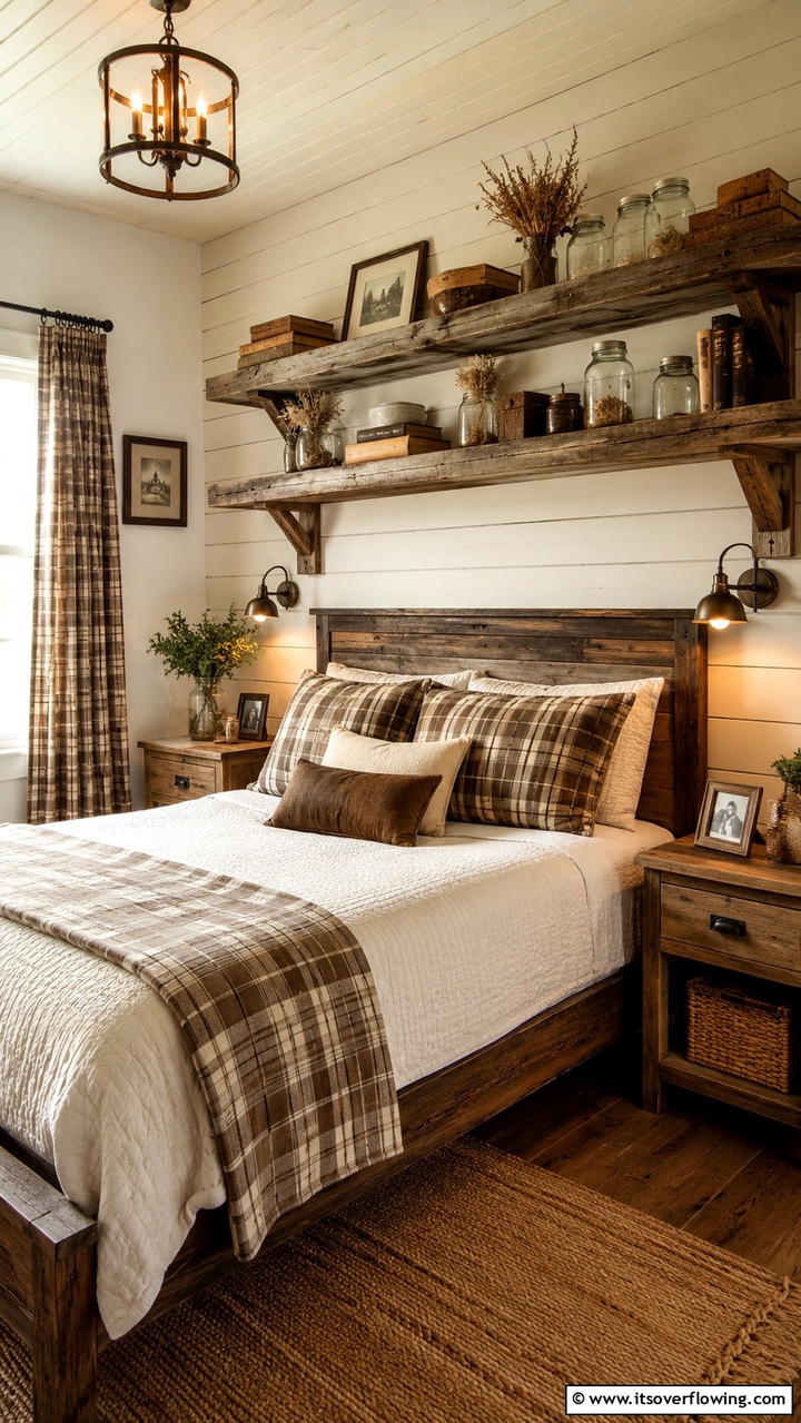 Rustic Barn Wood Display - 30 Bedroom Shelving Ideas for Storage and Display