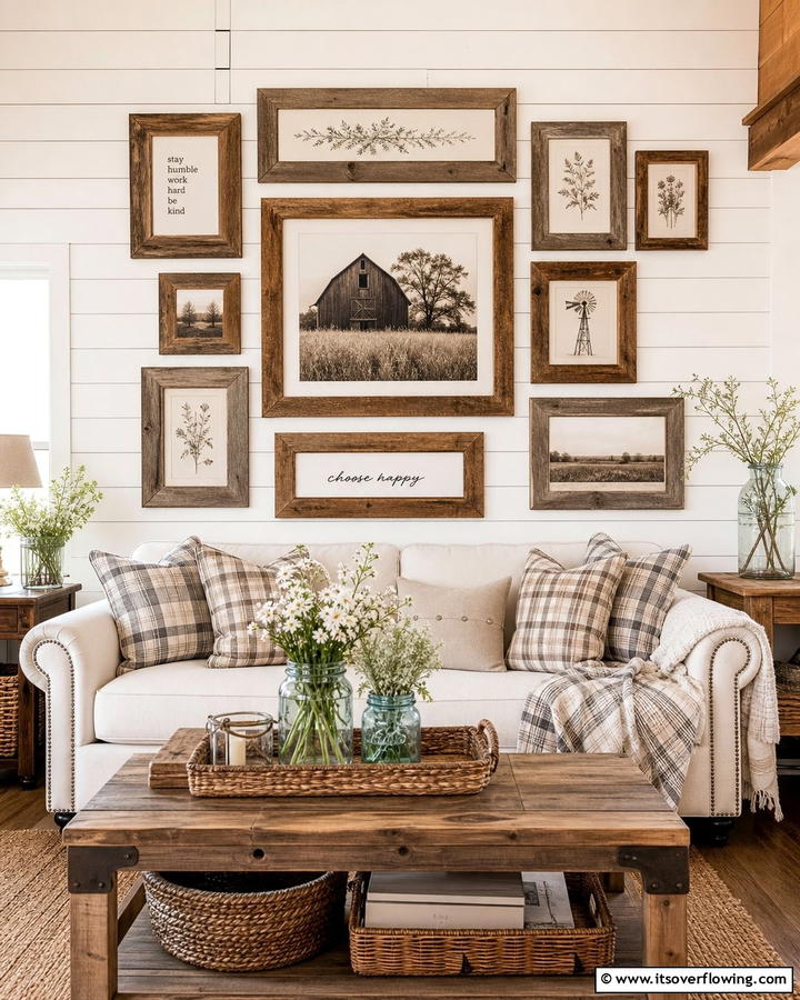 Rustic Barn Wood Frames - 21 Gallery Wall Ideas to Display Art and Memories