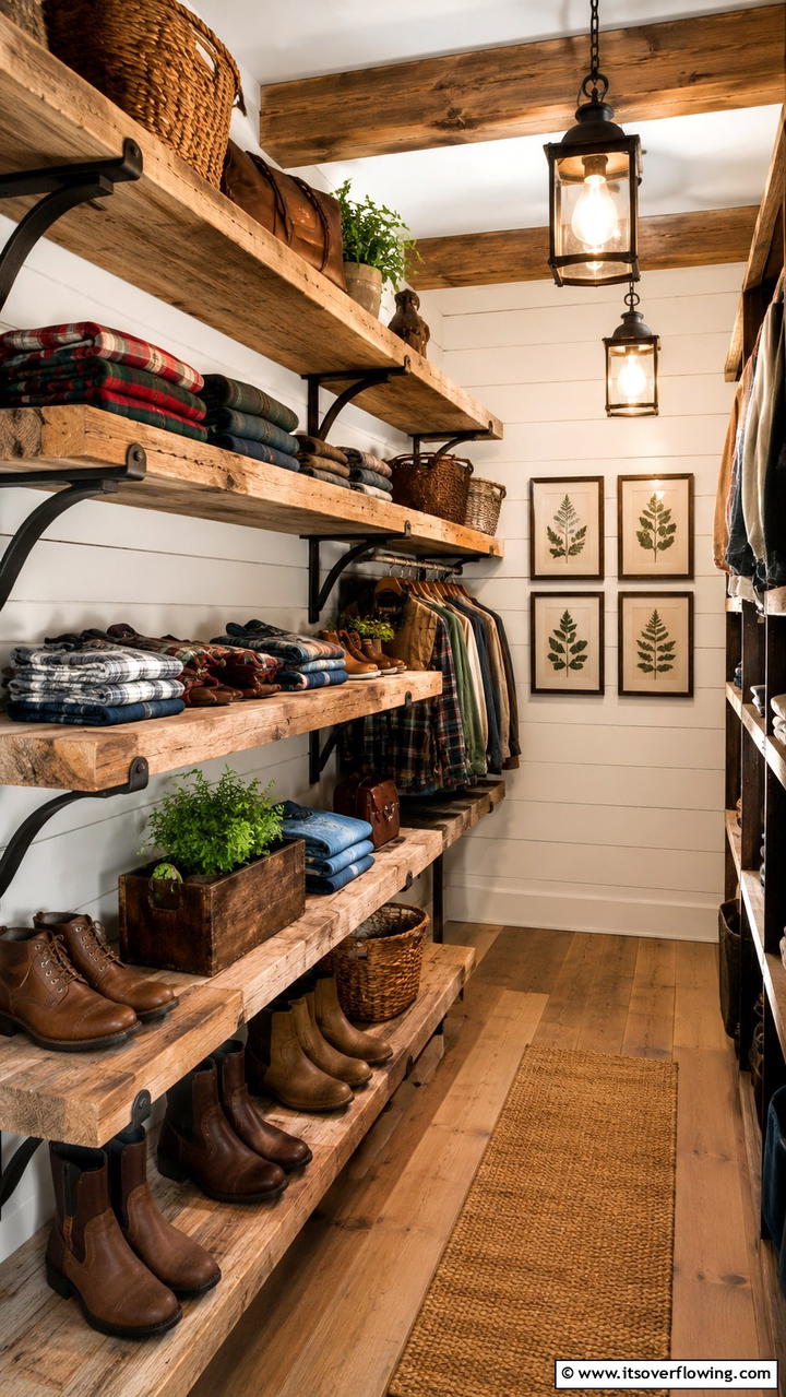 Rustic Barn Wood Shelves - 30 Closet Shelving Ideas for Maximizing Storage and Space