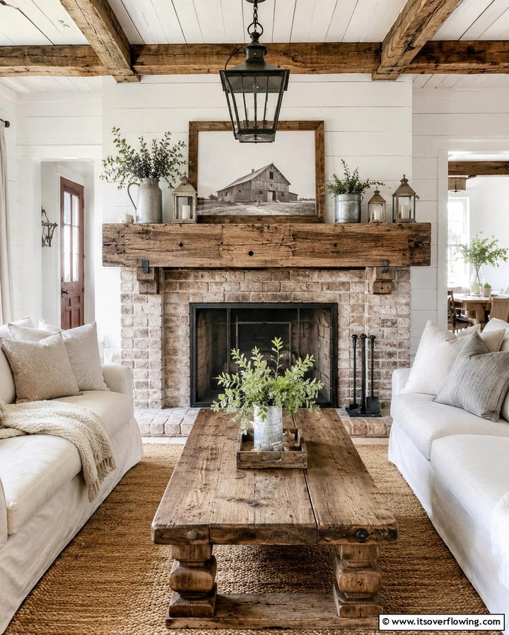 Rustic Barnwood Mantel - 20 Wood Mantel Ideas for a Cozy and Stylish Fireplace