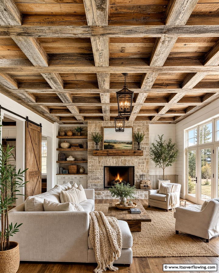 Rustic Beam Coffered Ceiling - 25 Elegant Coffered Ceiling Ideas for Any Room