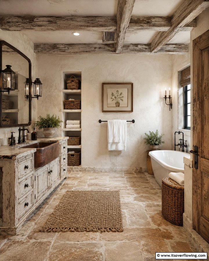 Rustic Beige Charm - 30 Beige Bathroom Ideas for Timeless and Serene Design Schemes
