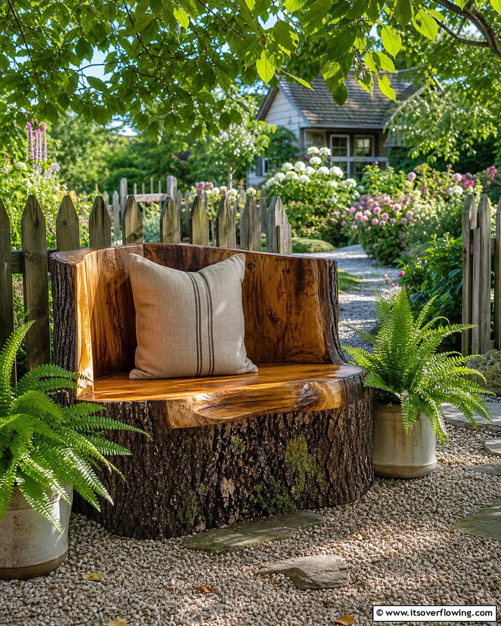 Rustic Bench Seat - 21 Creative Tree Stump Decorating Ideas for Rustic Accents